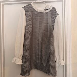 BloomChic Black & White Houndstooth Long Sleeve Dress